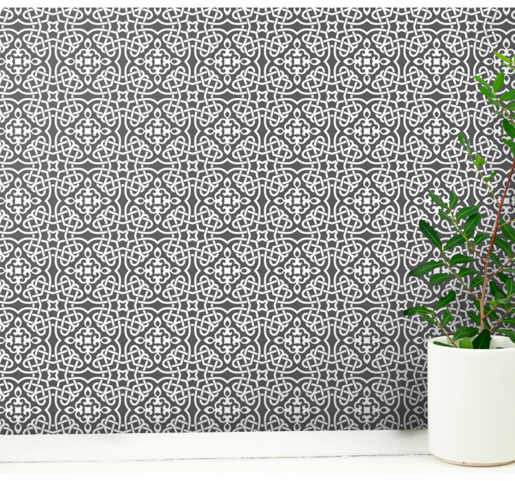 Papel mural floral simetría ornamental - TenVinilo