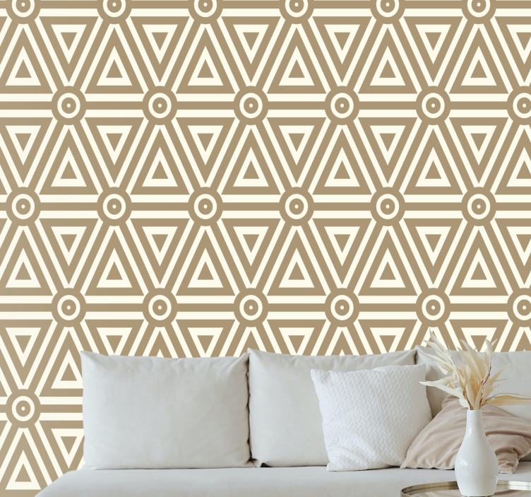Papel mural geométrico arreglo triangular beige - TenVinilo