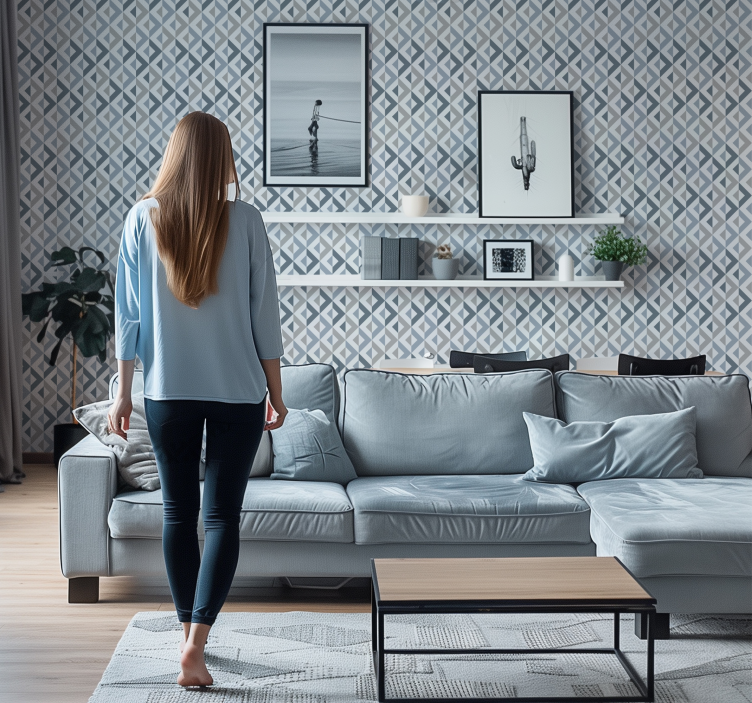 Papel mural geométrico efecto textil - TenVinilo