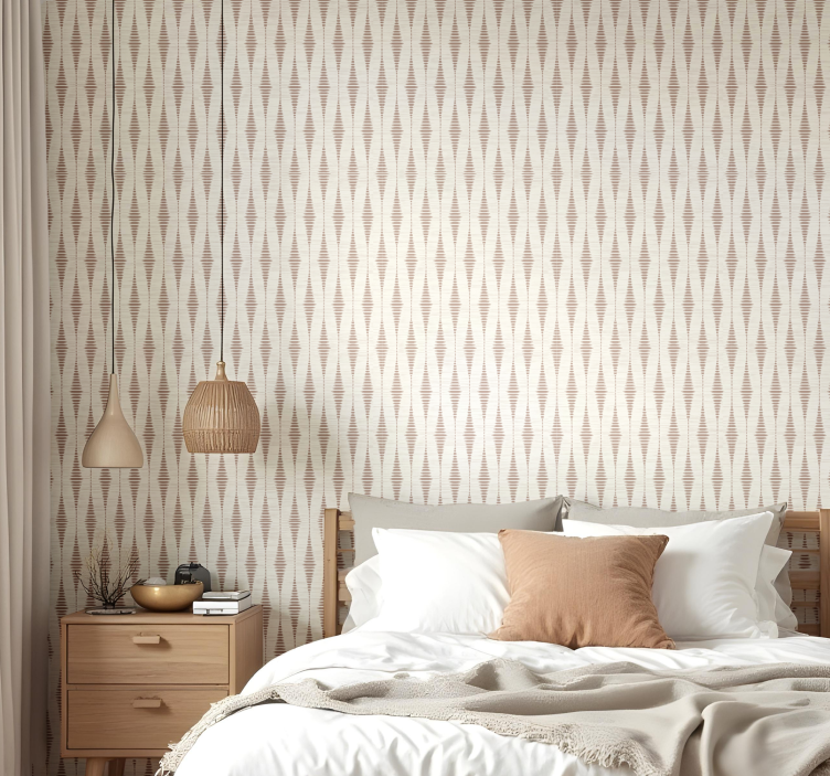 Papel mural geométrico mousse de moca rabaul ikat - TenVinilo