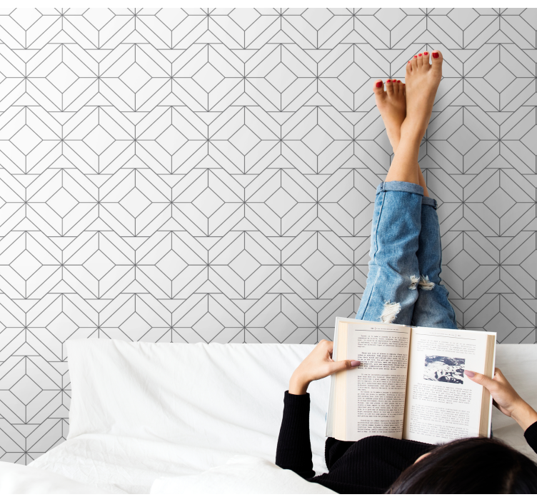 Papel mural geométrico patrón cúbico - TenVinilo