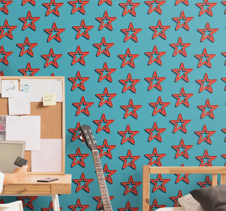 Papel mural estrellas patrón de estrella celestial - TenVinilo