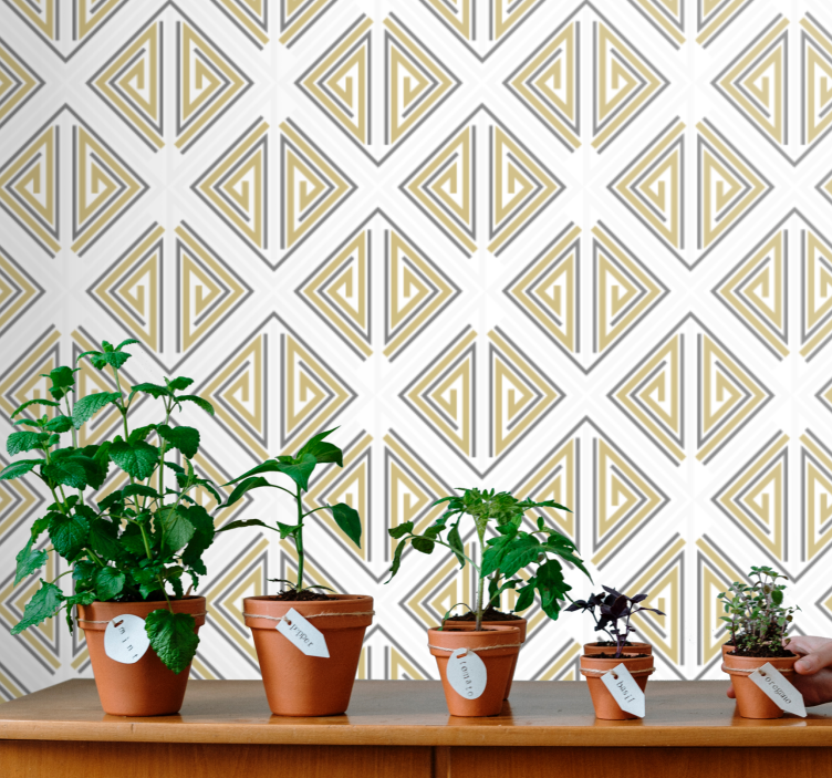 Papel mural geométrico patrones triangulares estilizados - TenVinilo
