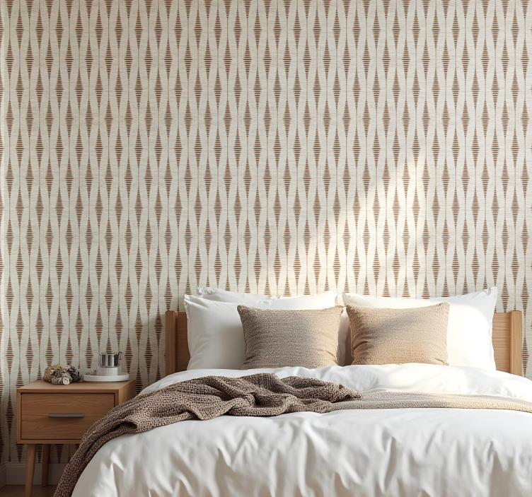 Papel mural geométrico rabaul ikat marrón chocolate - TenVinilo