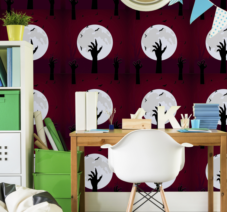 Papel mural halloween escena tenebrosa a la luz de la luna - TenVinilo