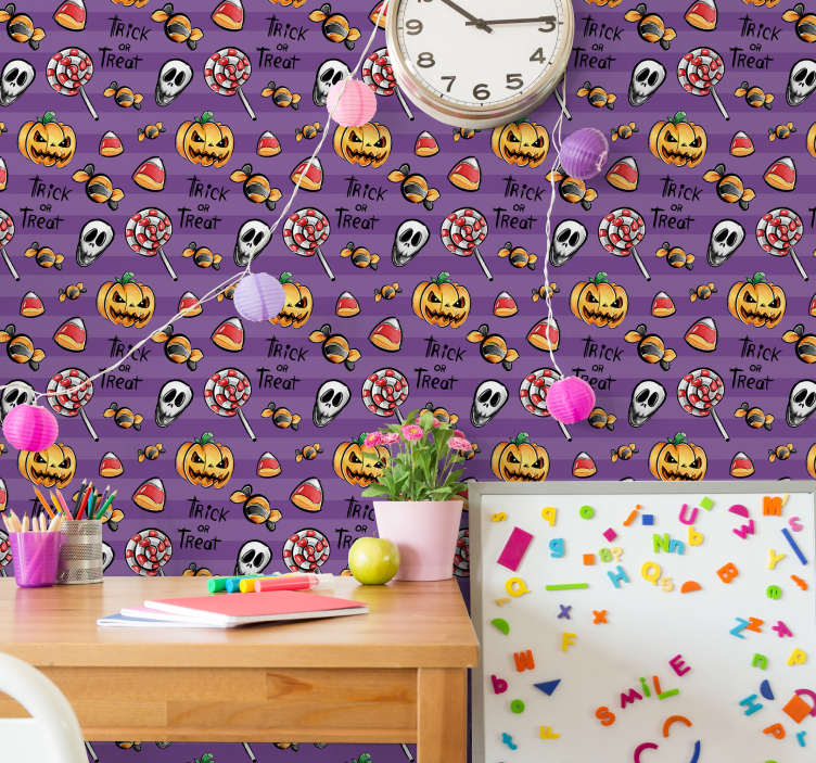 Papel mural Halloween tema de golosinas espeluznantes - TenVinilo