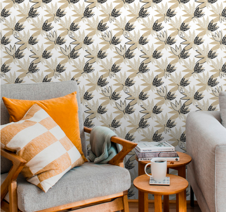 Papel mural hojas diseño botánico frondoso - TenVinilo