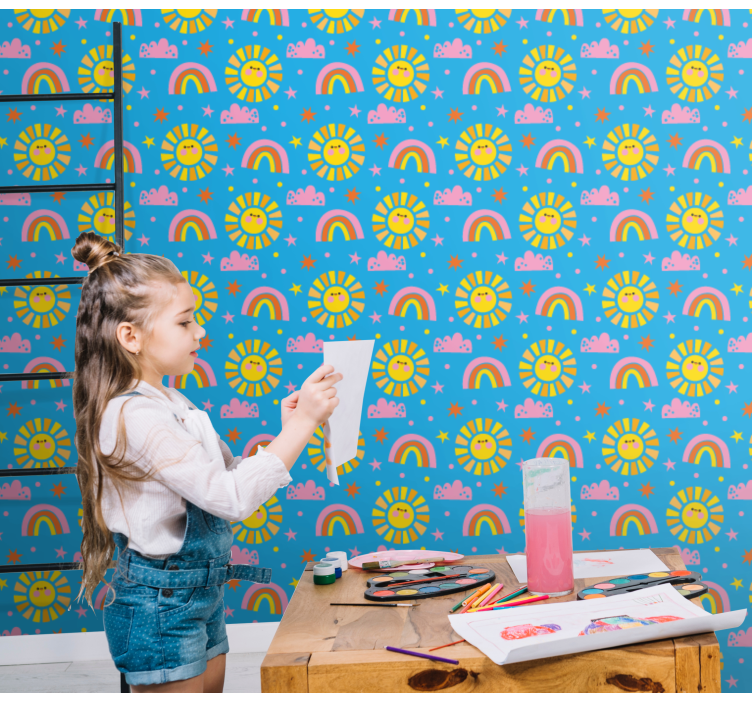 Papel mural infantil arcoiris juguetones - TenVinilo