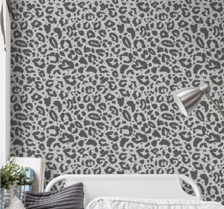 Papel mural leopardos estilo de impresión gris - TenVinilo