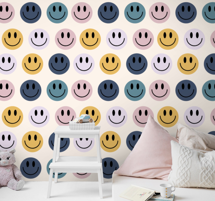 Papel mural personalizable caras sonrientes felices - TenVinilo