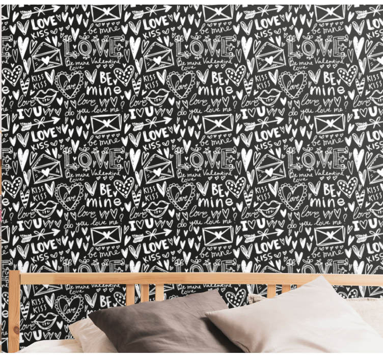 Papel mural letras garabato de san valentin - TenVinilo