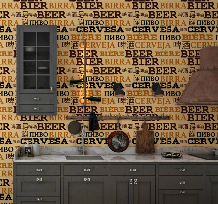 Papel mural letras tipografía de cerveza - TenVinilo