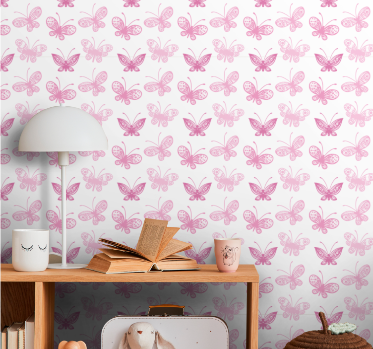 Papel mural mariposas tonos rosados - TenVinilo
