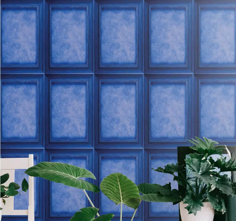 Papel mural mármol elegantes paneles azules - TenVinilo