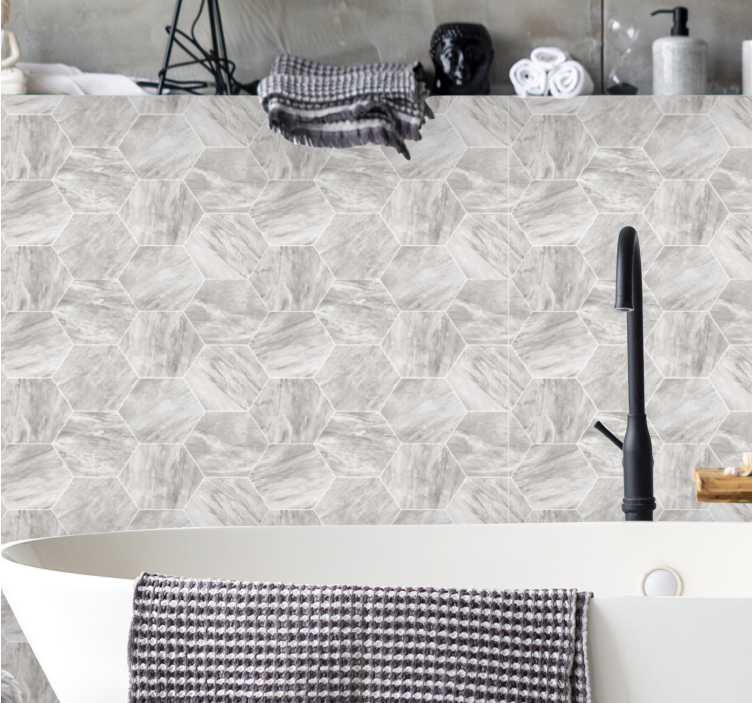 Papel mural mármol patrón de mosaico hexagonal - TenVinilo
