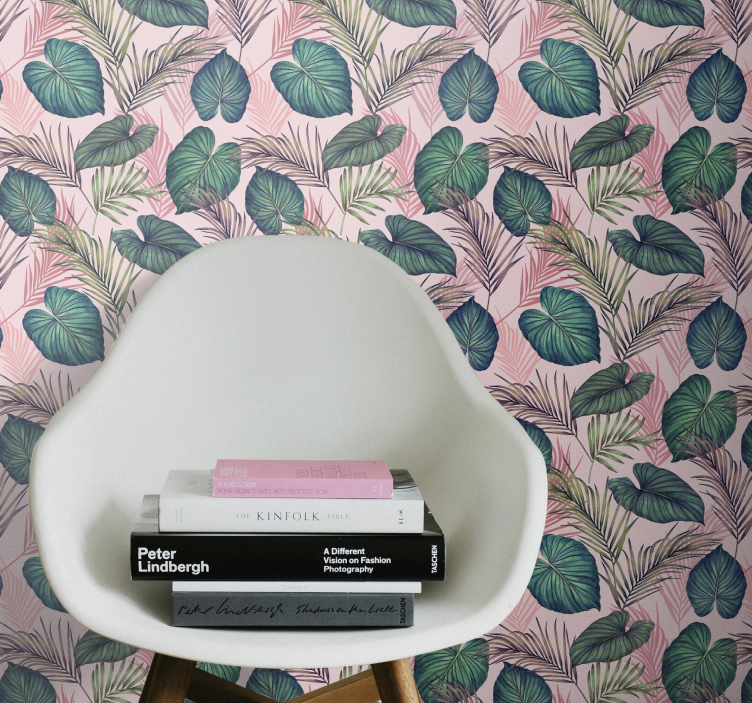 Papel mural naturaleza descubrimiento de hojas tropicales - TenVinilo