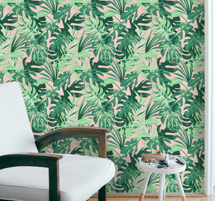 Papel mural selva diseño de plantas tropicales - TenVinilo