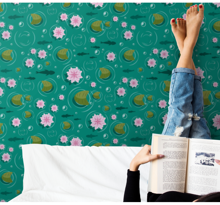 Papel mural naturaleza flores acuáticas - TenVinilo