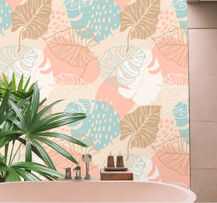 Papel mural naturaleza motivos de plantas tropicales - TenVinilo