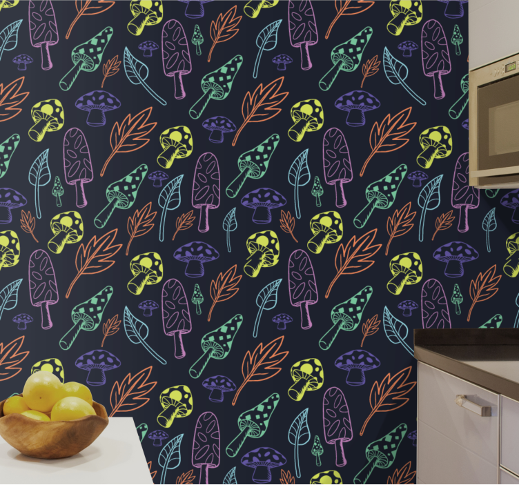 Papel mural naturaleza patrón de bosque funky - TenVinilo