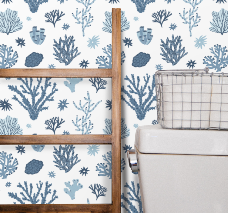 Papel mural naturaleza patrones de flora oceánica - TenVinilo