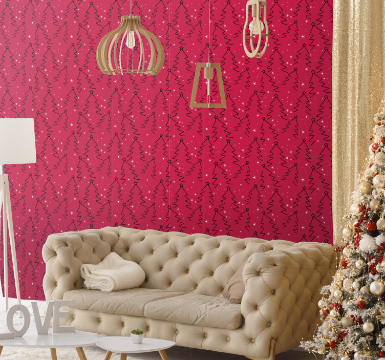 Papel mural navideño árboles navideños decorativos - TenVinilo