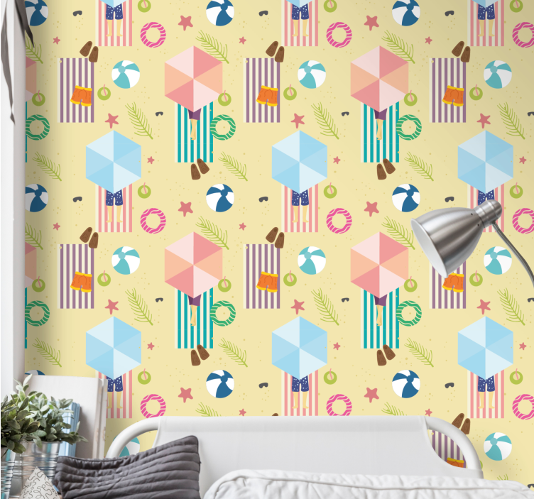 Papel mural navideño elementos juguetones de temporada - TenVinilo