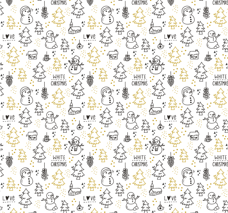 Papel mural navideño escena festiva de invierno - TenVinilo