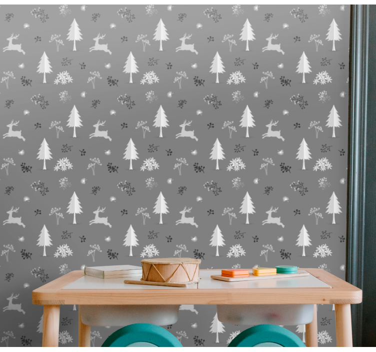 Papel mural navideño motivo de paisaje de invierno - TenVinilo