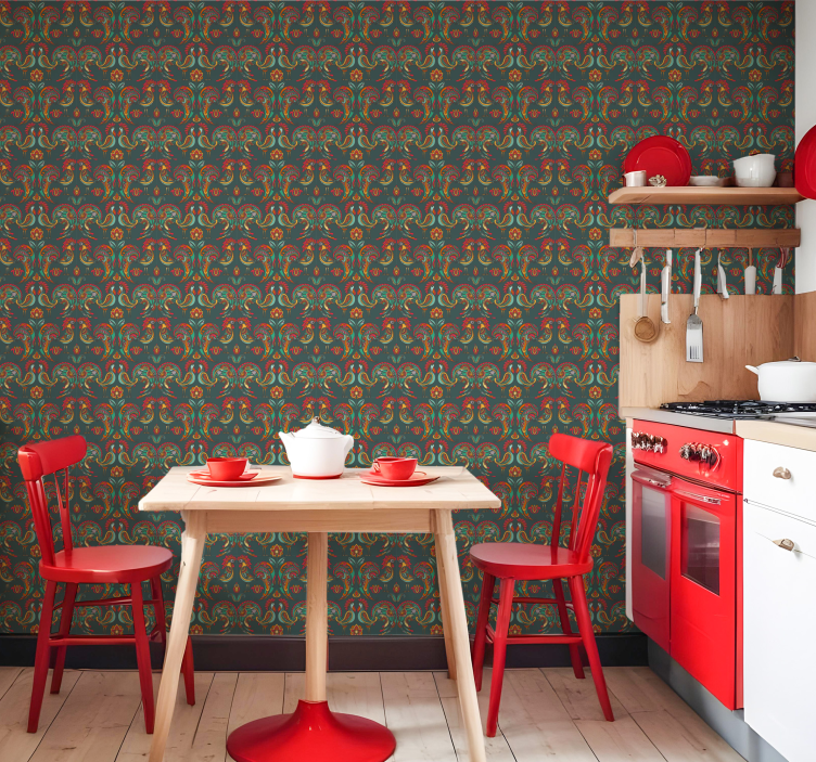 Papel mural ornamental patrón ornamental barroco - TenVinilo