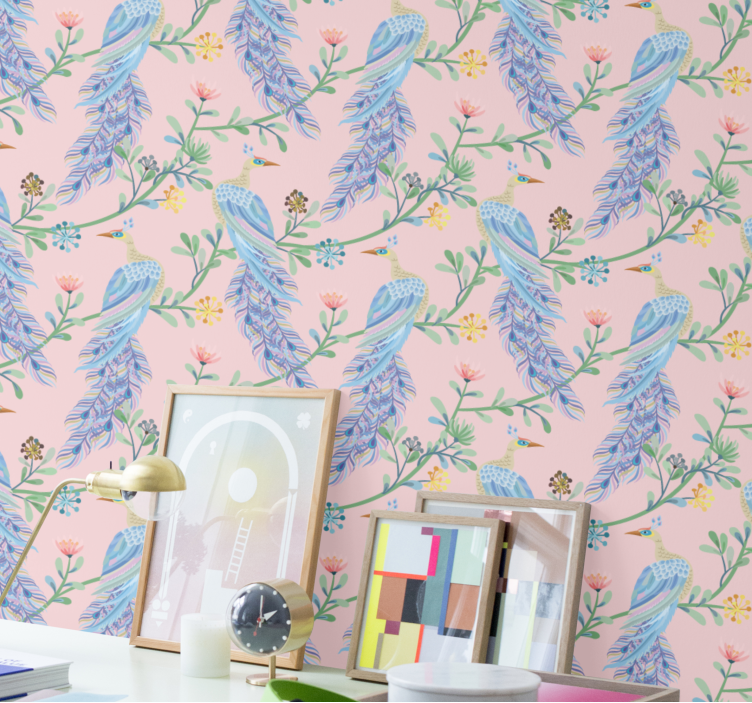 Papel mural pájaros elegantes criaturas emplumadas - TenVinilo