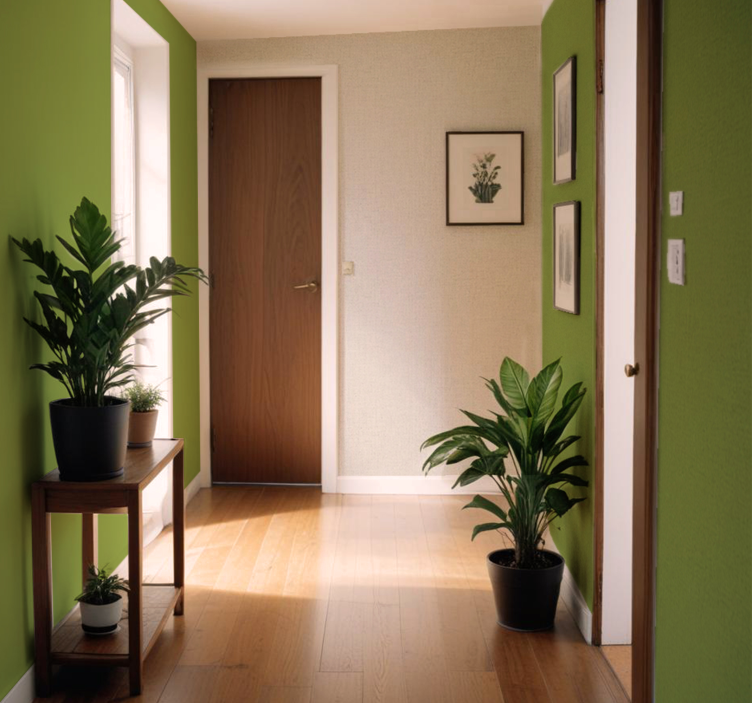 Papel mural pasillo efecto lino beige - TenVinilo