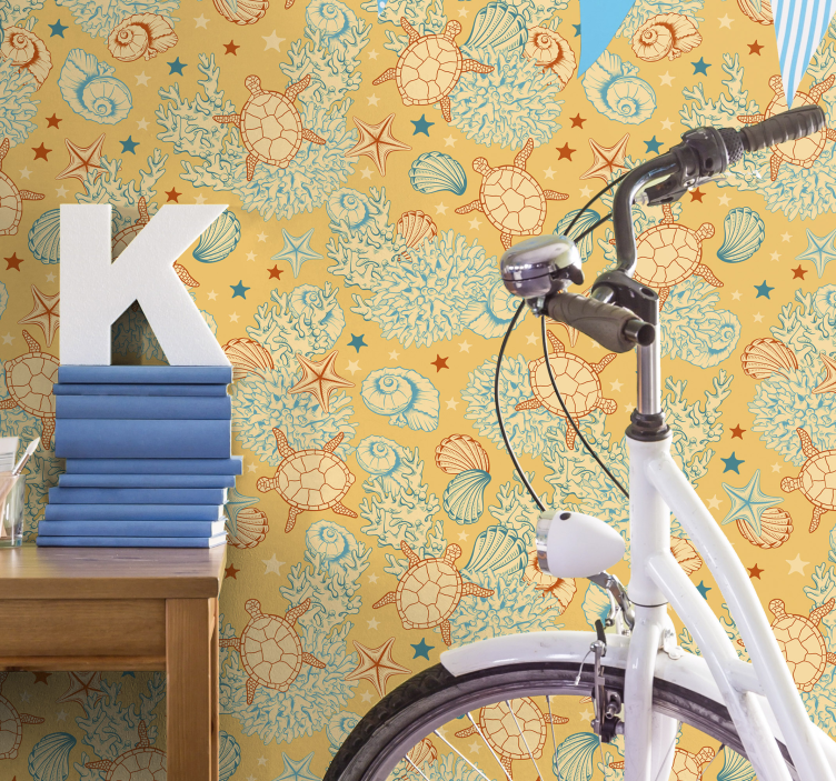 Papel mural peces conjunto de motivos marinos - TenVinilo