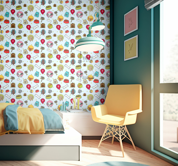 Papel mural perros motivos de cachorros juguetones - TenVinilo