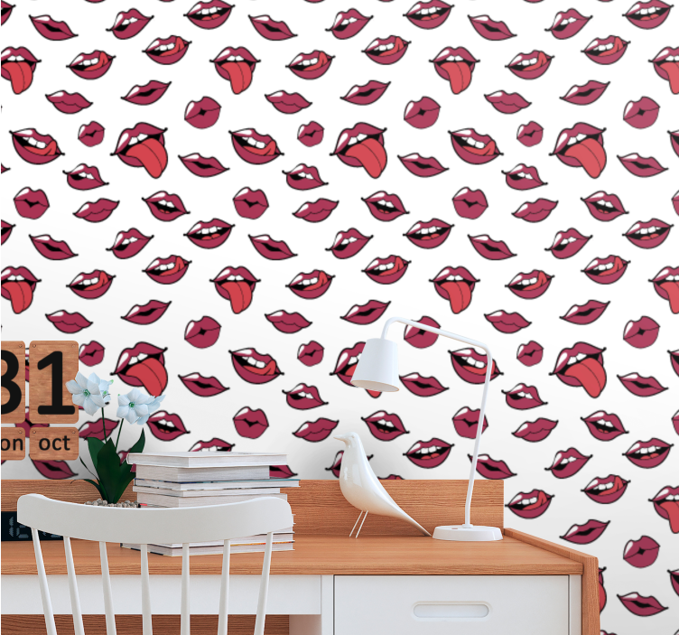 Papel mural personalizable motivos labiales expresivos - TenVinilo