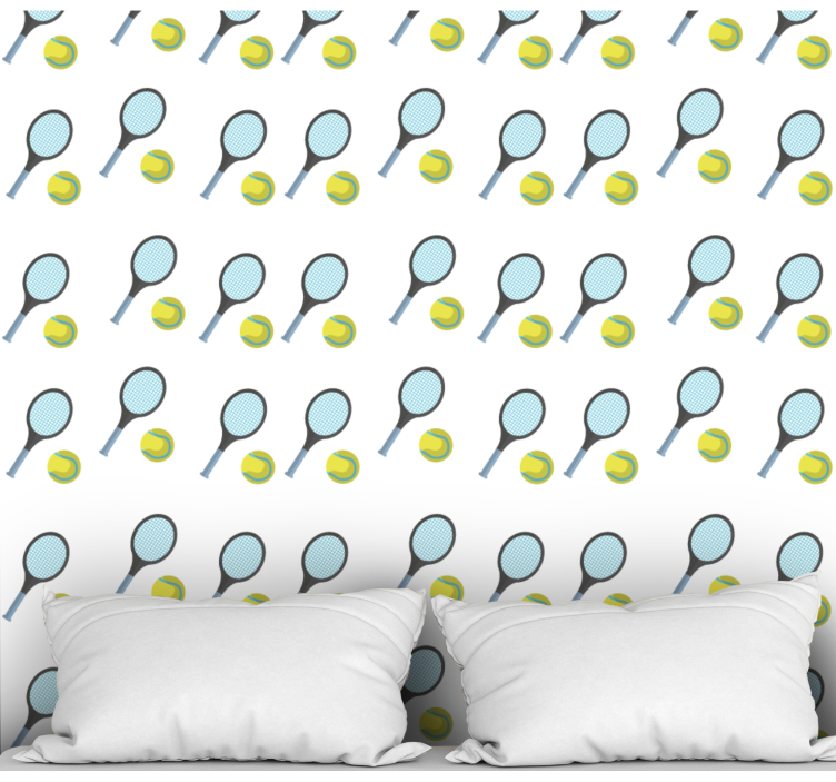 Papel mural personalizable raquetas y pelotas de tenis - TenVinilo