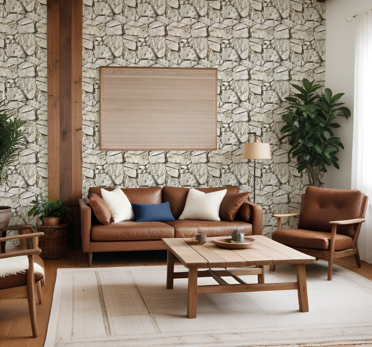 Papel mural piedra beige claro - TenVinilo