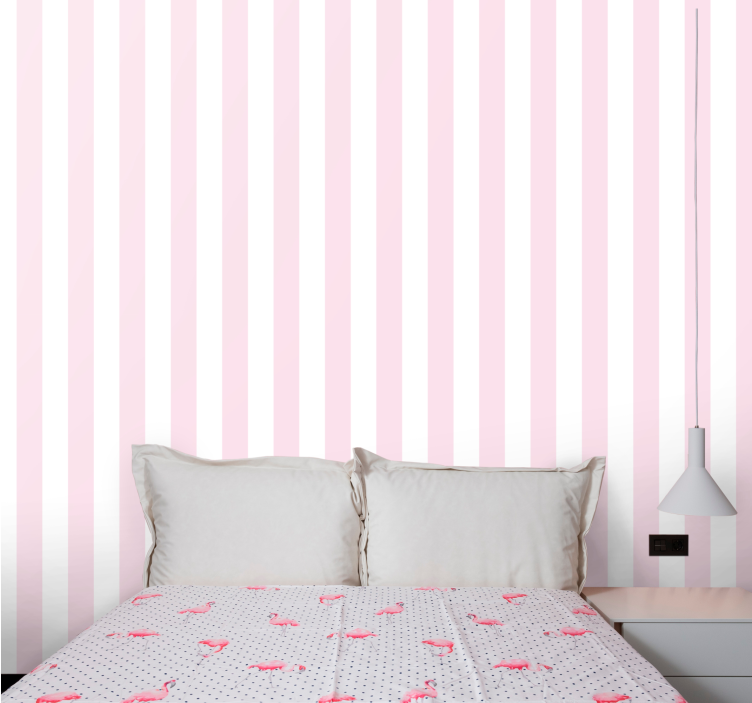 Papel mural rayas patrón minimalista rosa y blanco. - TenVinilo