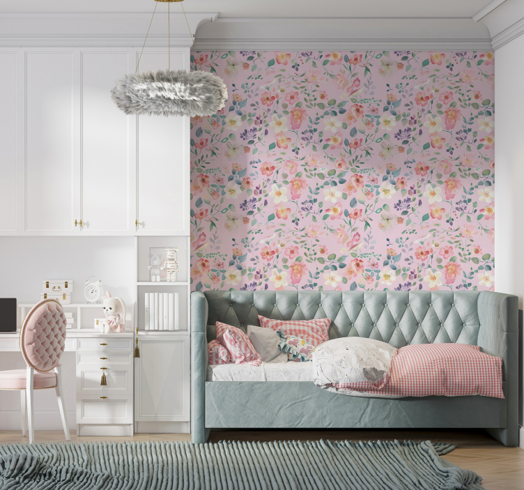 Papel mural rosa explosión de primavera - TenVinilo