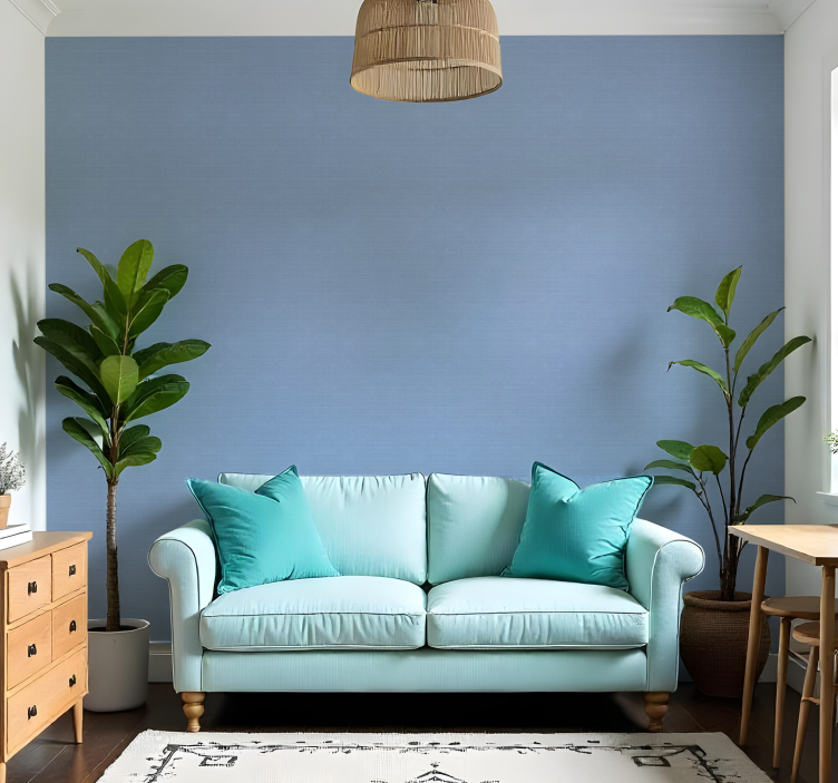 Papel mural textura fino motivo de yute azul - TenVinilo