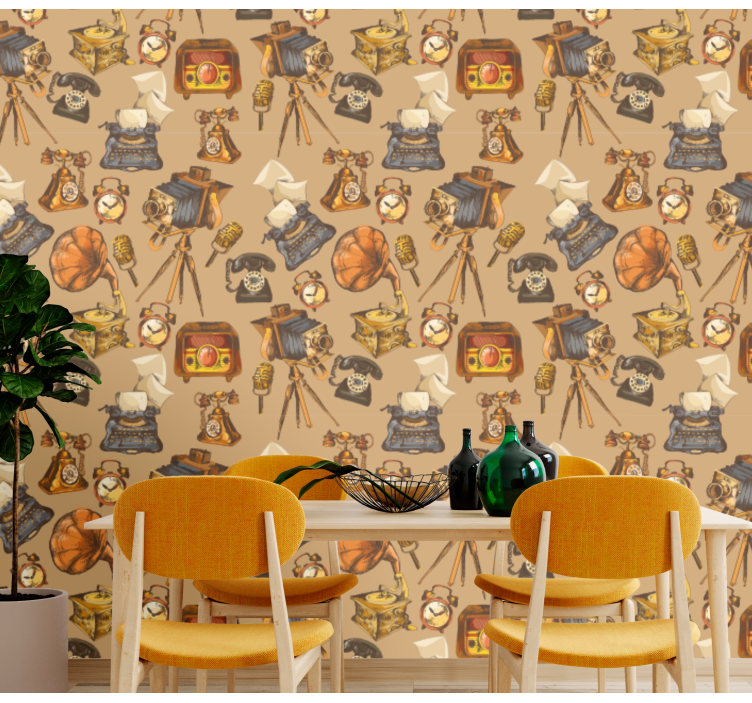 Papel mural vintage collage de objetos antiguos - TenVinilo