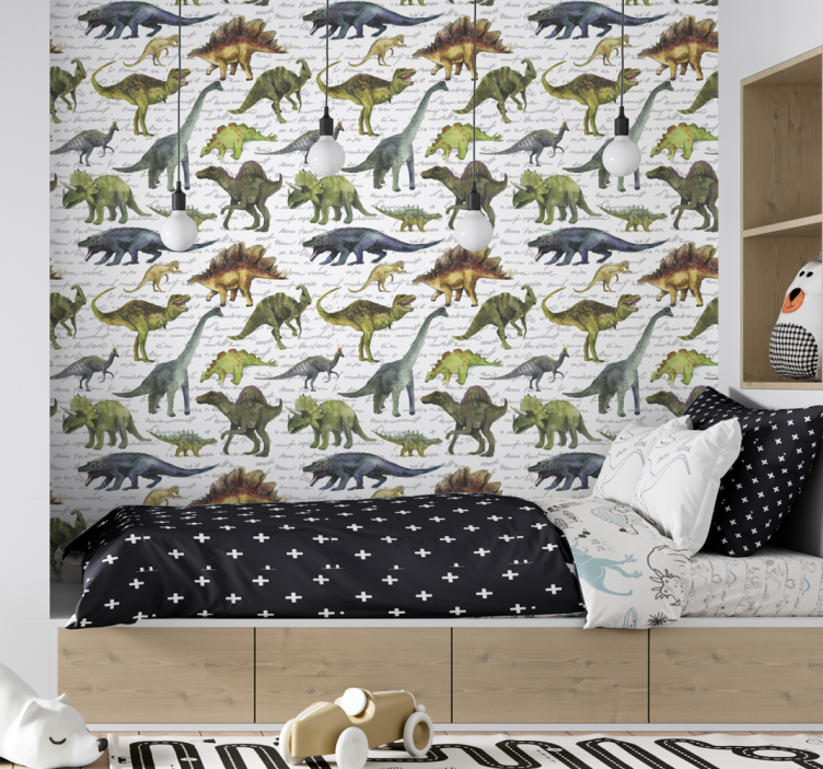 Papel mural infantil dinosaurios realistas - TenVinilo