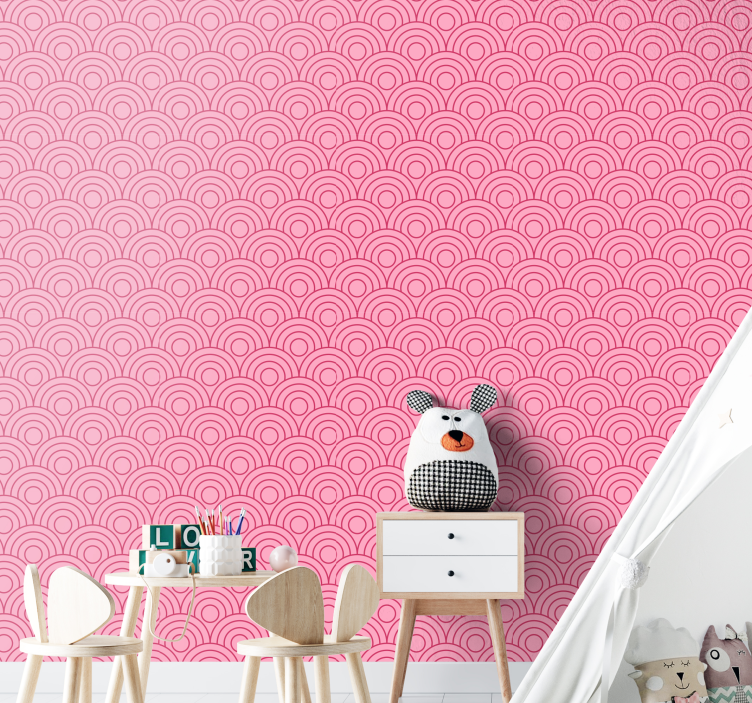 Papel pintado infantil geométrico rosa - TenVinilo