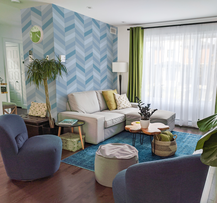 Papel pintado nórdico tonos azules - TenVinilo