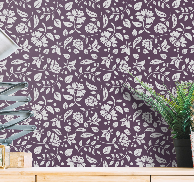 Papel pintado ornamental de flores vintage - TenVinilo