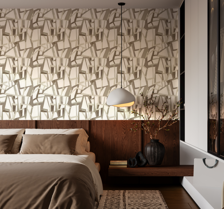 Papel mural abstracto estilo nórdico beige - TenVinilo