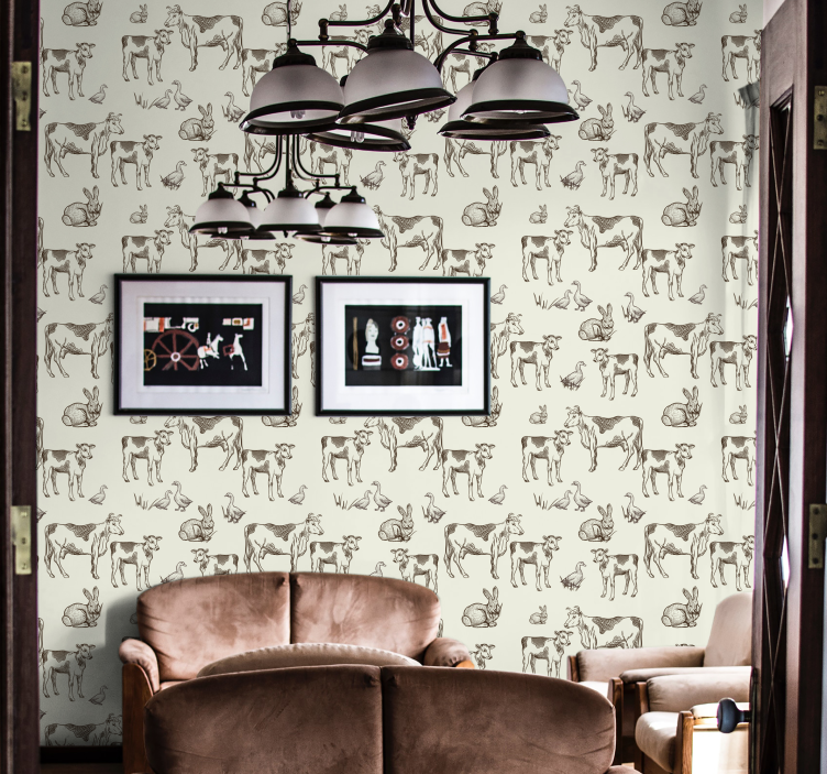 Papel mural animal bocetos de animales de granja - TenVinilo