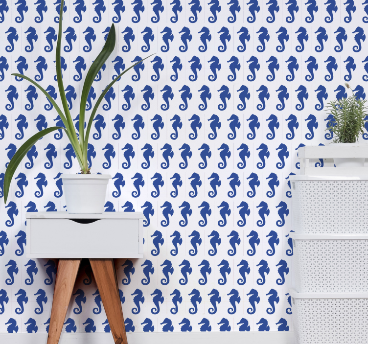 Papel mural animal patrón de caballito de mar - TenVinilo