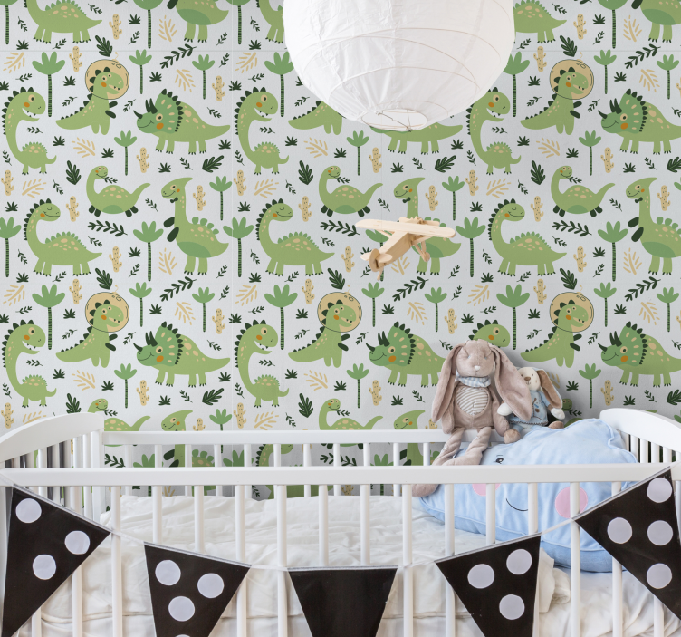 Papel mural dinosaurios tema de vivero de dinosaurios - TenVinilo