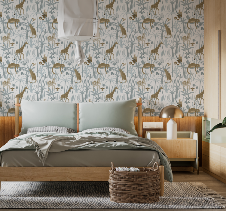 Papel pintado patrón de selva color pastel - TenVinilo